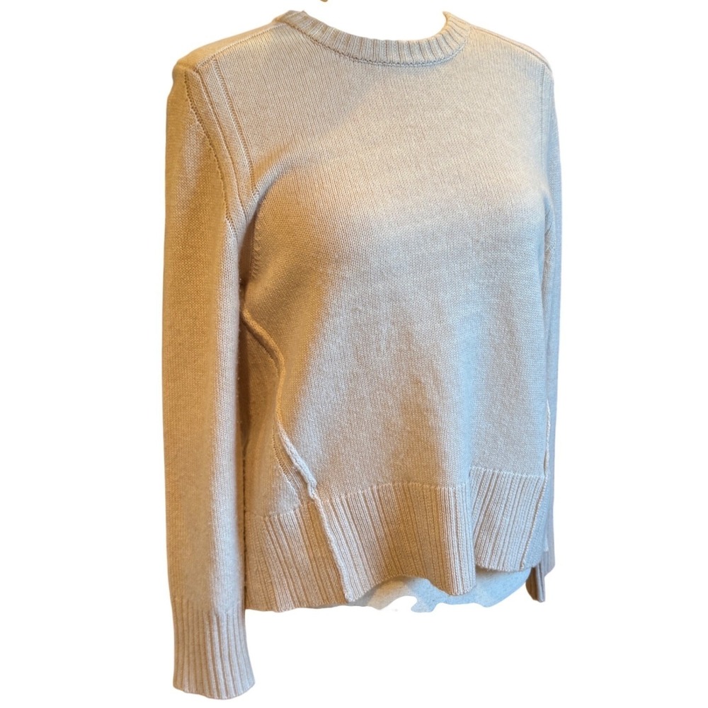 Brochu Walker Beige Looker Sweater Crossover Pleated Back Mixed Media Small